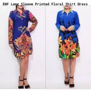 Enf*cus Long Sleeve Printed Shirt Dress - Dress/Tunik Wanita Lengan Panjang