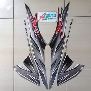 Sticker Striping Motor Honda Supra Fit X 2008 Hitam-Silver