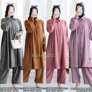Hijab Sisters Syakila One Set Jumbo Shakila Motif Polos / Setelan Muslim Wanita LD 110 / Long Tunik Big Size Busui