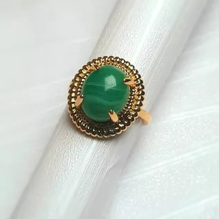 Cincin Wanita Batu Akik Giok Burma Hijau Kristal Mewah Elegan Harga Termurah