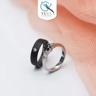 Cincin Kawin Cincin Couple Bahan Emas Dan Perak Onyx Black Stone