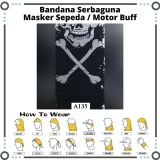 Buff Motif Tengkorak/Skull A (Bandana Serbaguna/Masker Motor/Kupluk/Slayer/HeadWear)