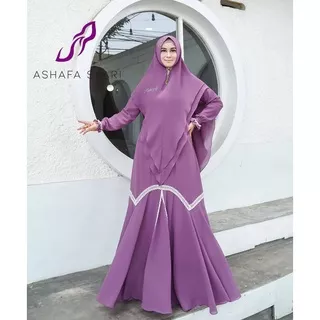 Ashafa Sari Gamis Syari Set Krudung Instan Baju Muslim Terbaru Pakaian Wanita Muslimah Busana Harian Kondangan Pengajian