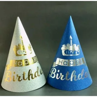 TOPI ULANG TAHUN KERUCUT MOTIF CAKE LILIN GLITTER 21 / TOPI HAPPY BIRTHDAY / TOPI ULTAH / TOPI KERTAS / TOPI KERUCUT / TOPI PESTA / BIRTHDAY PARTY HAT