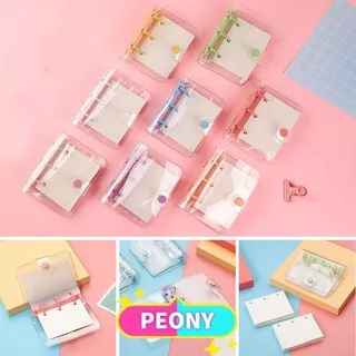 PEONY Portable Rings Binder Mini Inner Pages Notebook Cover Creative File Folder 3-hole Hand Account Diary Stationery Diary Book Loose-leaf Refill