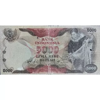 Uang Kuno Indonesia 5rb/5000 Series Penjala tahun 1975 Kondisi Kertas VF Original 100%
