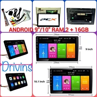 HEAD UNIT DOUBLE DIN ANDROID PCX 9” INCH & 10” INCH  RAM 2GB + MEMORY 16GB UNIVERSAL