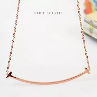 Kalung Titanium Wanita Rose Gold Lapis Emas 18K - Smiley