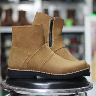 DR FARIS - Sepatu Boots Kulit Resleting Pria