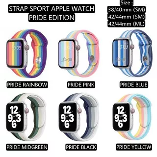 (4) Strap Sport Apple Watch Pride Edition Rainbow Series 1/2/3/4/5/6/7/SE Ukuran 38mm 40mm 42mm 44mm 41mm 45mm