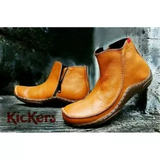 SEPATU BOOT FORMAL - KICKERS ZIPPER SLETING KULIT COKLAT TAN / HITAM / COKLAT TUA