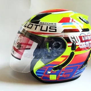 Helm ARL Centro Double Visor Lotus Marquez 93 Kuning