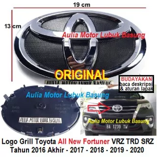 emblem logo toyota original 19 cm grill all new fortuner trd vrz srz 2016 2017 2018 2019 2020 hilux