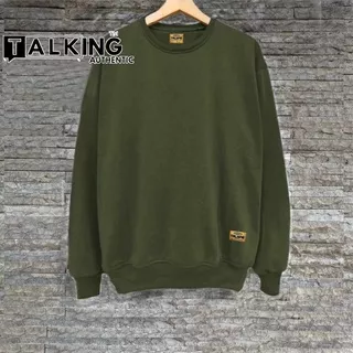 Crewneck Polos Hijau Army Pria Wanita Sweater Polos Jaket Switer Pria Wanita Jumbo Tebal Cooton Premium