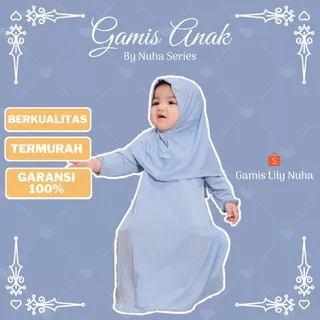 Gamis Anak Bayi Kombinasi Baby Blue Biru Pastel Daily Nuha Usia 0.6 - 1 tahun