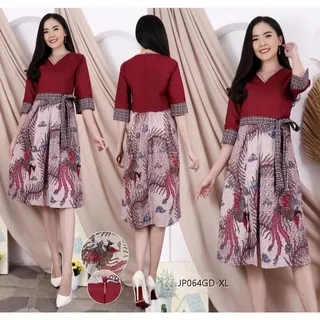 Mini dress batik wanita bahan katun stretch SALE motif kawung mix fit to L NG510