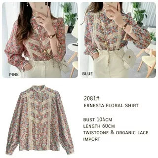 SC - ERNESTA FLORAL SHIRT (IMPORT) / Atasan Wanita / Blouse Korea / Fashion Terbaru / Blouse Wanita