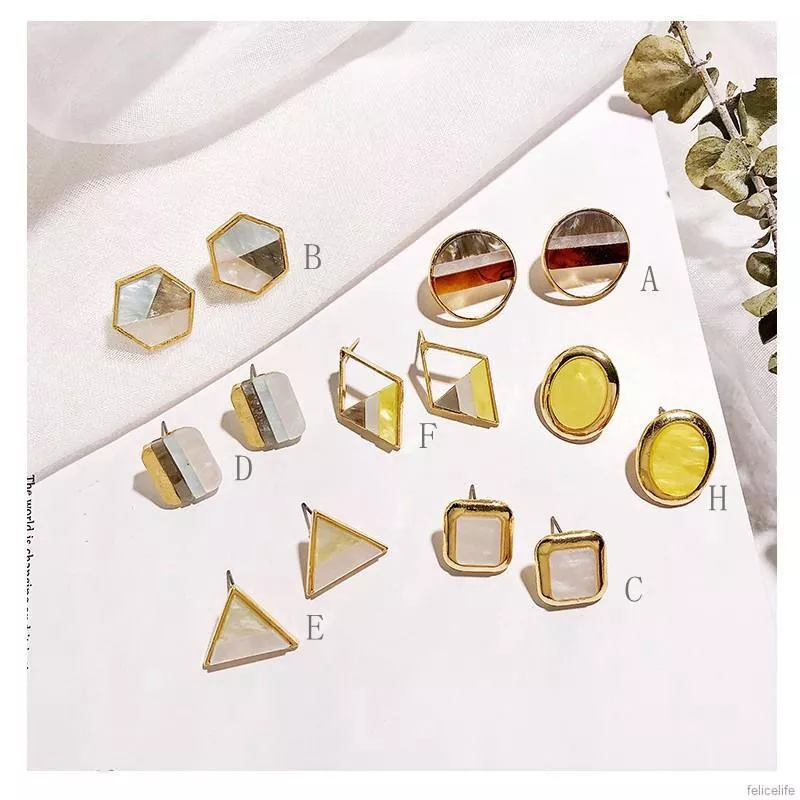 Geometric Stud Earrings Color Matching Triangle Star Wild Sweet Jewelry Earrings