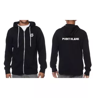 Jaket Hoodie Pria Game Point Blank Hitam Abu - JW PB 01/02