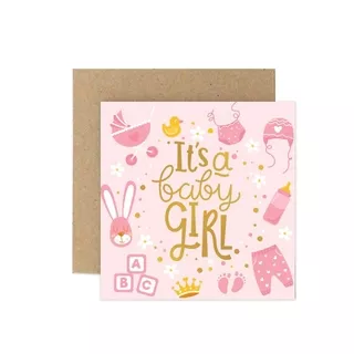 Kartu Ucapan Baby / New Born Card Harvest Baby Wishes - Girl Things