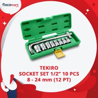 Tekiro Socket Set 1/2 Inch 10 Pcs 12Pt (8-24 Mm) Box Plastik