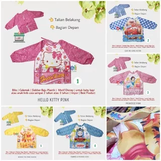 Bibs | Celemek | Slaber Anak | Slabber Baju Plastik Motif Disney | untuk baby bayi atau anak kids usia sampai | Impor | Best Product 2 tahun atau 3 tahun