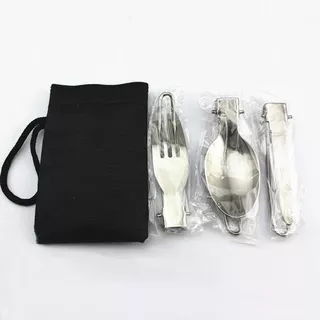 Set Sendok Makan Stainless / Set Alat Makan Stainless / Sendok Makan Stenlis / Sendok Garpu Lipat Portable Stainless - KNIFEZER