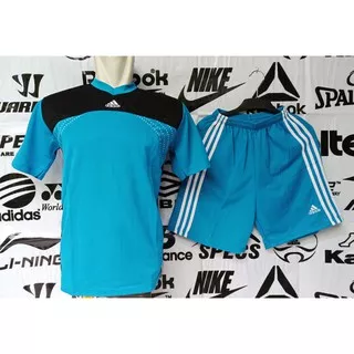Setelan/Kostum/Kostim/Kaos/Seragam/Jersey Futsal & Sepak Bola/Voly Adidas Bot Biru List Hitam