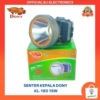 SENTER KEPALA DONY KL-193 | LED 15 W | TERANG | CAHAYA PUTIH & KUNING | TAHAN LAMA | ANTI AIR