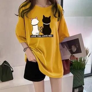 BSF Love You Me PE Rayon Baju Atasan Cewek Kaos Wanita Lengan Pendek Jumbo Woman Top O-Neck Tee Shortsleeve T-Shirt Oversize Pakaian Perempuan Santai Kekinian Kerah Bulat Murah Casual Girl Fashion Premium ACE