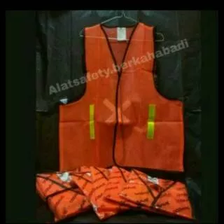 Rompi safety jaring orange - rompi kerja proyek eco scoth x - safety vest