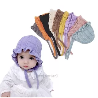 Topi Kupluk Bonet Bayi Perempuan Kupluk Rajut Bonnet Ruffle Hat | Kupluk Bayi | Topi Bayi | Topi Kupluk Bayi | Kupluk Anak | Topi Kupluk Bayi Perempuan | Topi Bonnet Bayi Perempuan