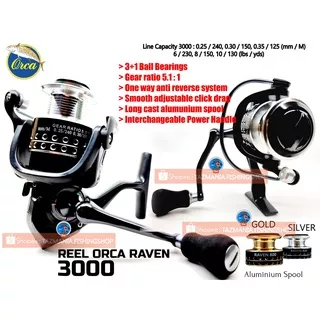 REEL ORCA RAVEN 3000 REEL POWER HANDLE REEL MURAH REEL CASTING REEL GALATAMA