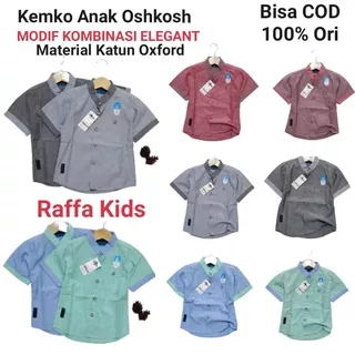 KEMKO Kemeja Anak Laki Laki Kombinasi Oshkosh Polos Oxford Lengan Pendek Kemeja Anak Cowok 24681012T