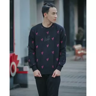 Sweater Crewneck Premium Original Brand WOLV dengan Bahan Cotton Fleece Import Hangar Dan lembut