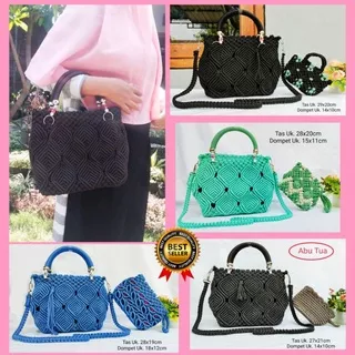 Tas Rajut Mewah |Shoulderbag Rajut Tali Kur Lily | Tas Tali Kur Motif bunga | Tas Kenur |Tas Macrame