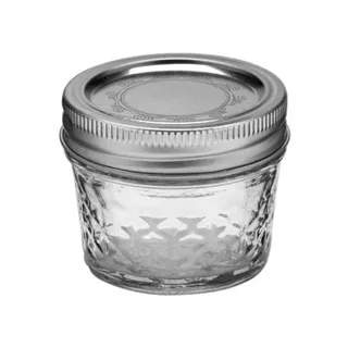 BALL MASON JAR - Quilted Jelly Crystal With Lid & Band, Regular Mouth 4oz 118ml - Jar / Toples