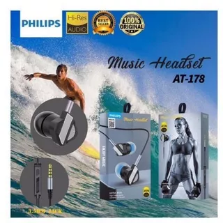 Handsfree Headset Earphone Philips AT-178 Plus Mic Stereo Suara Bagus