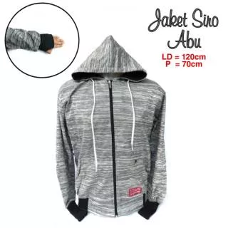 Jaket Siro Hoodie sweater zipper size L XL motif rajut abu