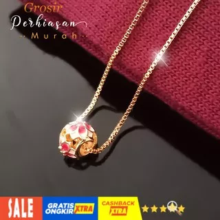 Kalung Xuping Wanita Cantik Mewah 24K Elisabt Motiff Pandora lingkaran Bunga Bola Jepang Mekar Sayng