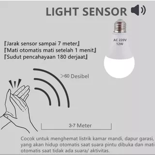 Lampu led sensor tepuk / bohlam led sensor suara 12 watt