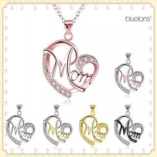 Bluelans English Letter Mom Hollow Heart Pendant Chain Necklace Jewelry Mother Day Gift