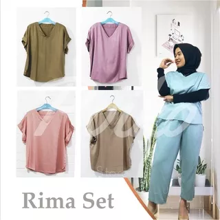 Set Setelan Rima Oneset Homwear Dayli Bahan Dasar Kain Rayon Twill Ukuran One Size Variasi 5 Warna