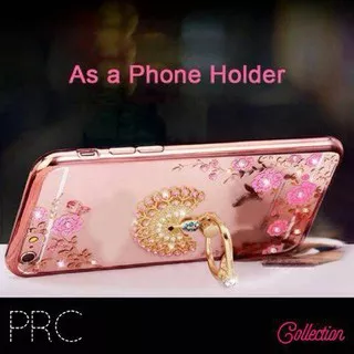 Softcase Casing Luxury Chrome Flower + Ring Diamond Case Samsung Galaxy Note 4 / Samsung Note 5