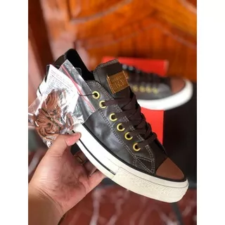 Sepatu converse coklat pendek kulit asli ori vietnam