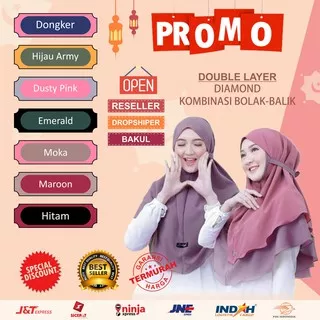 BERGO MARYAM 2 LAYER DIAMOND KOMBINASI JILBAB BERGO 2 LAYER HIJAB BERGO MARYAM DUA LAYER PREMIUM