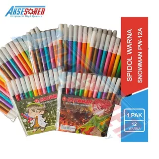 SPIDOL WARNA SNOWMAN MARKER [PW-12A/12 PCS] / ALAT TULIS COLOR GAMBAR MENGGAMBAR [1 PACK]