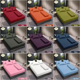 Vallery Quincy - Sprei 180 (King T30) Tinggi 30 - Polos Embos - CranBerry Light Blue Tosca Dark Green Violet Grape Diva Salem Purple Red White Dark Pink Golden Coffee Orange Grey Navy