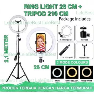 PAKET KOMPLIT RINGLIGHT 26CM + TRIPOD 2,1 METER MAKE UP live tiktok