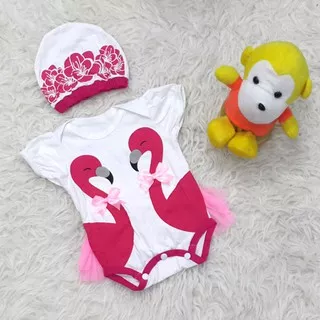 Baju Jumper Tutu Bayi Perempuan Angsa Set Topi Lucu